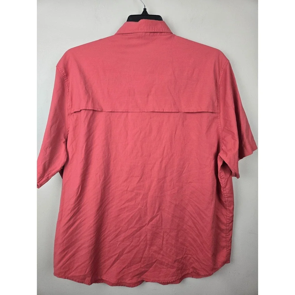 Coleman‎ Mens XXL Salmon Pink Short Sleeve Vented Fishing Hiking Utility Shirt